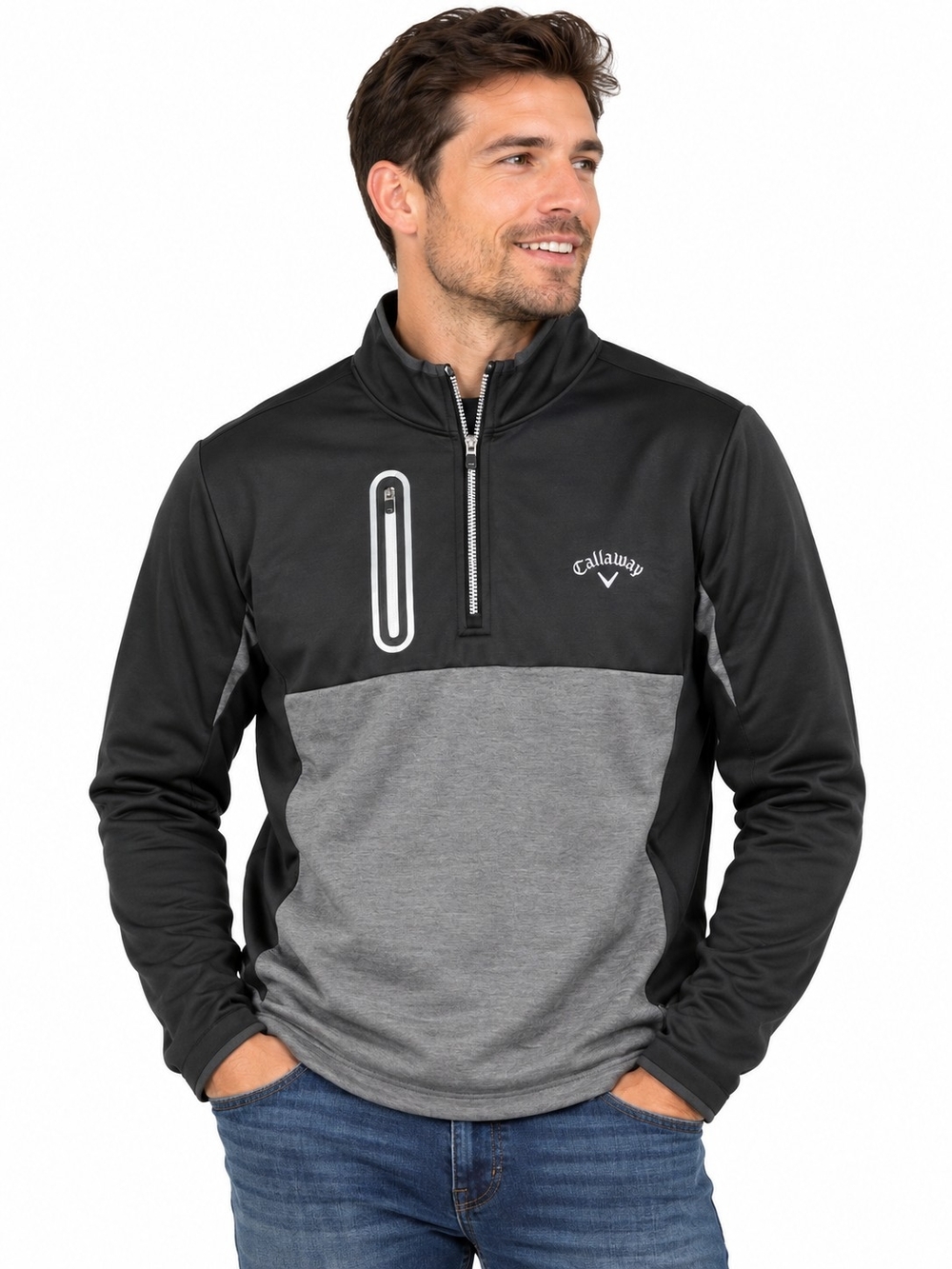 Callaway Men's Black & Gray Quarter-Zip Golf Pullover Size M